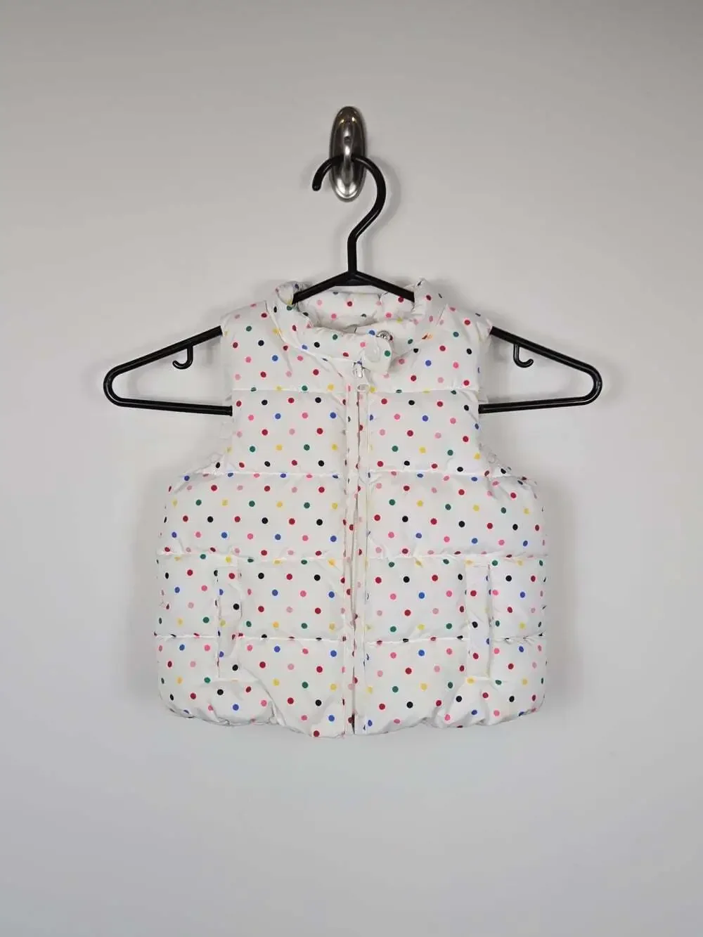 Baby Gap Toddler Girls Polka Dot Puffer Vest Primaloft White Rainbow 2T